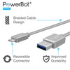 PowerBot® PB303 3-Pack Car Kit Bundle Two 4 Ft USB 3.1 Type-C to USB 3.0 Type A Braided Nylon Cable w/ One PB510 Car Charger - SoundBot